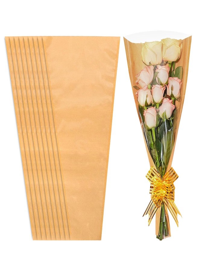 JOYIT Flower Bags for Bouquets, 50PCS Kraft Wrapping Bags, 9.8in x 18in Floral Wrapping Paper Sleeves for Floral bouquets Packaging - Image 1